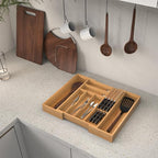 Bamboo Kitchen Drawer Organizer, Expandable Silverware Organizer - Image 9