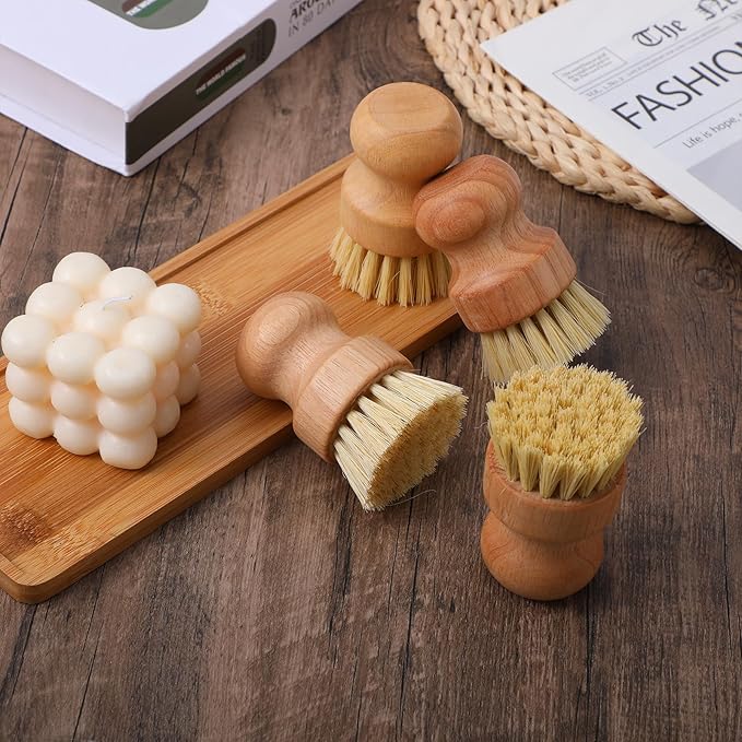 12 Packs Bamboo Scrub Brush for Dishes, Wooden Dish Scrubber Brushes - Image 7