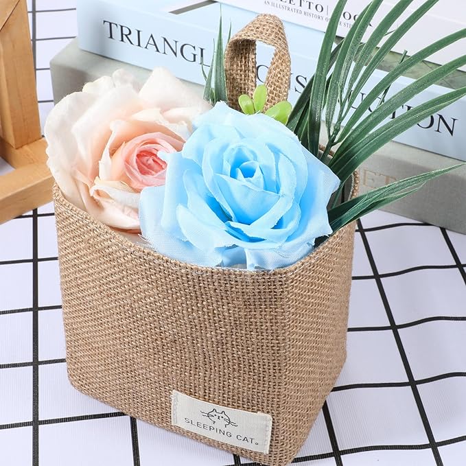 Small Cotton and Linen Hanging Storage Basket Wall Hanging Storage Bags - Image 6