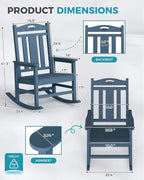 Ciokea Oversized Outdoor Rocking Chairs Set of 4, 380lbs Heavy-Duty Large Patio Rocker, High Back Cozy Porch Chairs, Weather Resistant Patio Rocking Chairs for Outside, Fire Pit, Deck, Slate Blue - Image 3