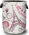 Romantic Paris Eiffel Tower Laundry Basket, Laundry Hamper Collapsible Oxford by ANTJOO