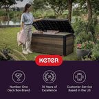 Keter Signature Collection 150 Gallon Resin Deck Box Organization and Storage Box for Patio Outdoor Cushions, Throw Pillows, Garden Tools and Pool Supplies, Walnut - Image 11