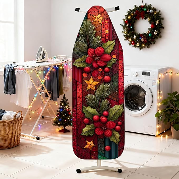 Nuxovilar Winter Poinsettia Stained Glass Style Wallpaper Border Peel and Stick - Image 2