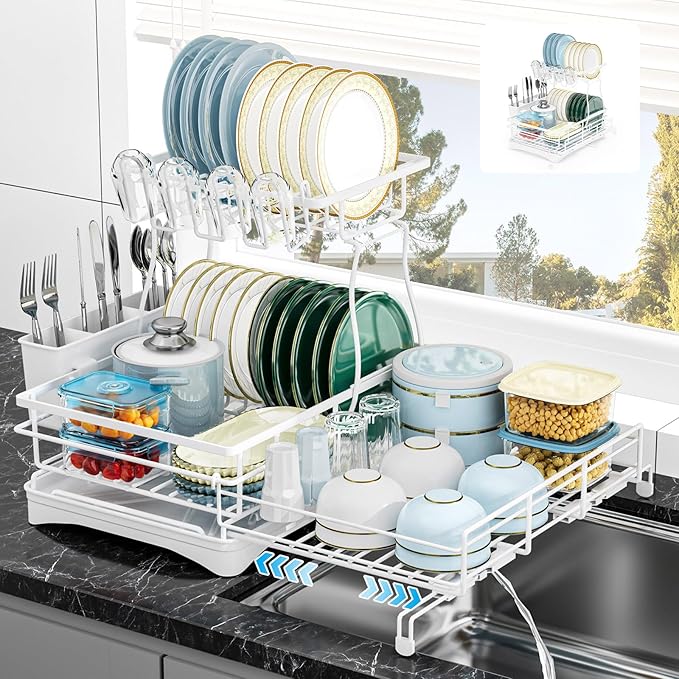 2 Tier Dish Drying Rack, Large Extendable Dish Racks by Unknown