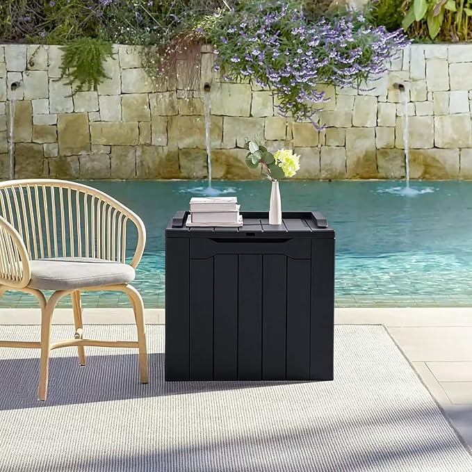 JUMMICO 31 Gallon Resin Deck Box Waterproof Indoor Outdoor Storage Boxes for Patio Furniture Cushions and Garden Tools (Black) - Image 8