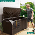 YITAHOME 150 Gallon Large Deck Box with Side Handles, Outdoor Double-Wall Storage for Patio Furniture Cushions, Garden Pool Accessories, Waterproof & Lockable - Image 4