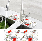 Poppy Wildflower Nightingale Sink Faucet Absorbing Mat Sink Splash Guard Faucet - Image 4