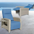 Outdoor Recliner Chairs Set of 2, Reclining Patio Chairs with Adjustable Back up to 150°Lay Flat and Extended Footrest, Wicker Recliner Chairs with Flip Table and Removable Olefin Cushion by zzw