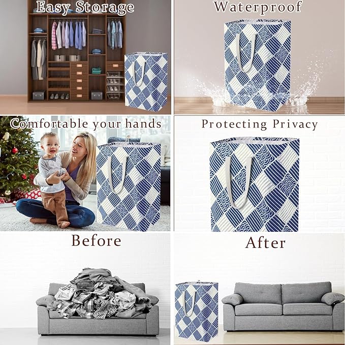 Waterproof Laundry Hamper Collapsible Laundry Basket Leather Handle Laundry Bag - Image 3
