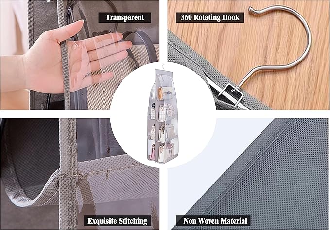 AARAINBOW 2 Packs Hanging Handbag Purse Organizer, Hanging Hand Bag Organizer - Image 6