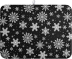 Winter Snowflake Black Dish Drying Mat Christma Snowflakes Large Kitchen Mats by farg