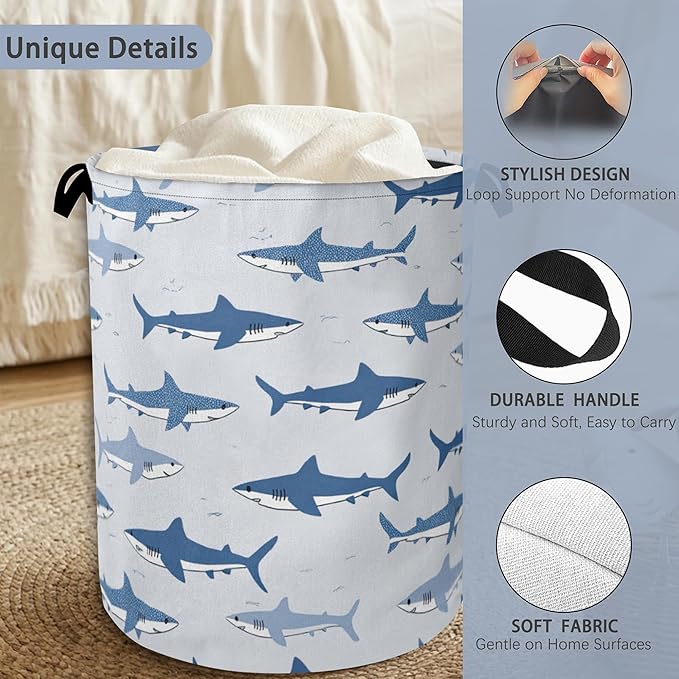 Cute Shark Laundry Basket, Foldable Oxford Cloth Tote Bag Laundry Hamper - Image 3
