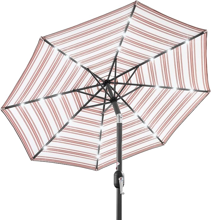 Best Choice Products 10ft Solar Polyester LED Lighted Patio Umbrella w/Tilt Adjustment and UV-Resistant Fabric by BestChoiceProducts