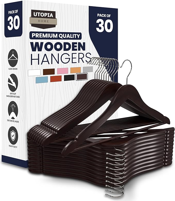 Utopia Home Premium Wooden Hangers 30 Pack by UTOPIAHOME