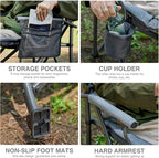 EVER ADVANCED Padded Oversized Folding Camping Chair for Adults, Heavy Duty Lawn Chair with Side Pockets, Portable Collapsible Quad Chair for Outside, Support Up to 500lbs, Grey 2Pack - Image 6