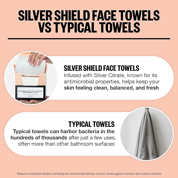 PEACE OUT Silver Shield Face Towels, Disposable Facial Towels - Image 3
