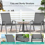 Patio Chairs Set of 2, All Weather Breathable Stackable Outdoor Dining Chairs with High Back and Wide Seat, Easily Set Up Outdoor Chairs Set of 2 with Metal Frame for Backyard Garden Pool, Grey - Image 7