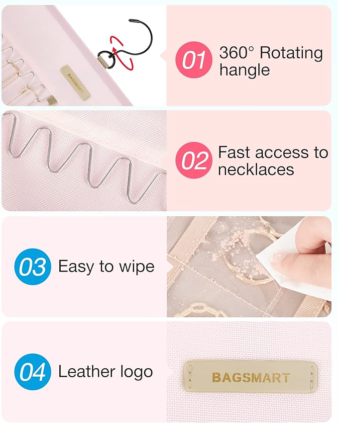 BAGSMART Hanging Jewelry Organizer Storage Roll - Image 4