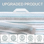 VOOVA & MOVAS 3PCS Bathroom Towels, 100% Cotton, Quick Dry, 1 Stripe Bath - Image 2