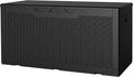 JUMMICO 100 Gallon Resin Deck Box, Waterproof Outdoor Storage Box with Lockable Lid for Garden Tools, Patio Cushions (Black) by JUMMICO