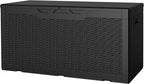 JUMMICO 100 Gallon Resin Deck Box, Waterproof Outdoor Storage Box with Lockable Lid for Garden Tools, Patio Cushions (Black) by JUMMICO
