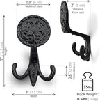 Ambipolar 3-Pack Fleur de lis Plate Style Coat Hooks, Vintage Black Hooks - Image 3