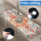 Oriental Turkish Carpet Pattern Red Dish Drying Mat - Image 7
