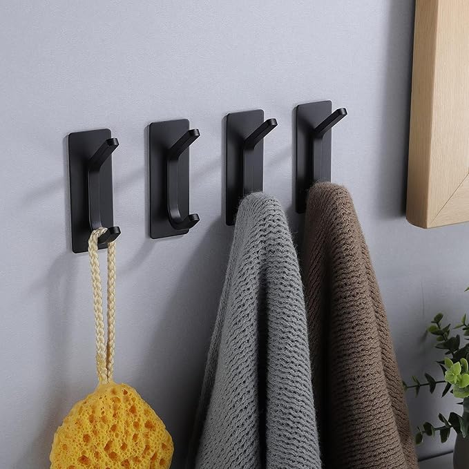 Taozun 4-Pack Black Stainless Steel Adhesive Hooks - Image 4