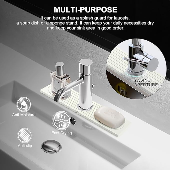 Faucet Mat for Kitchen Sink, Diatomite Fast Drying Stone Sink Tray, Super - Image 4