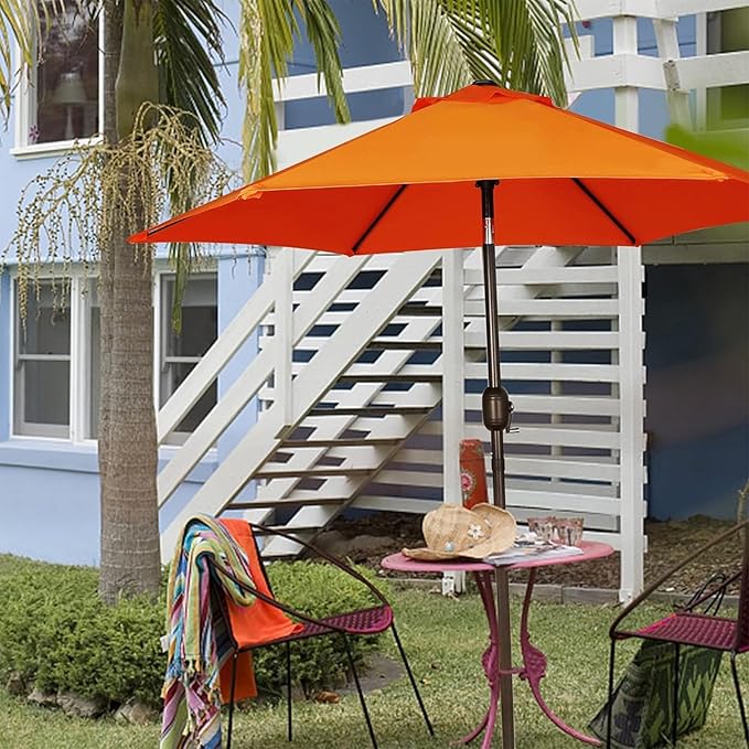 Blissun 7.5 ft Patio Umbrella, Yard Umbrella, Outdoor Market Umbrella with Push Button Tilt Crank, Orange - Image 6