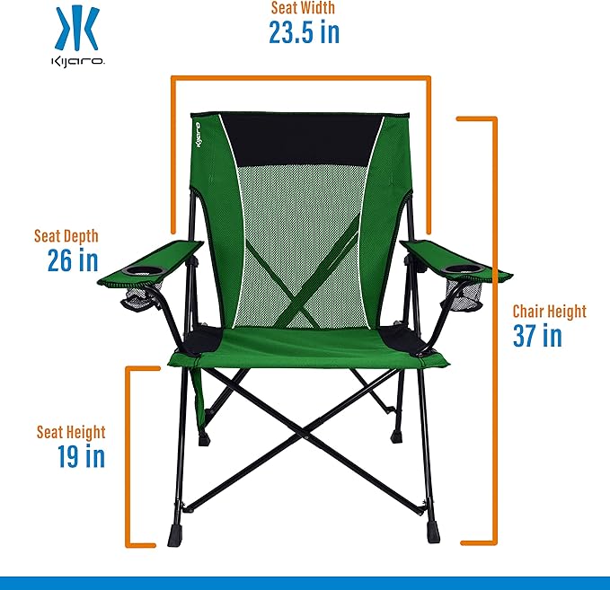 Kijaro Dual Lock Portable Camping Chairs - Enjoy the Outdoors with a Versatile Folding Chair, Sports Chair, Outdoor Chair & Lawn Chair - Dual Lock Feature Locks Position – Jasper Green - Image 3