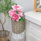AuldHome Design Wall Hanging Baskets; Woven WIcker Rustic Farmhouse Two-Tone - Image 7