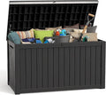 ROJIK Outdoor Storage Housing Deck Box - Waterproof Patio Furniture, Garden Tools, Cushions, Pool Accessories Storage Bench with Lockable Lid and Side Handles (Black, 200 Gal) by ROJIK