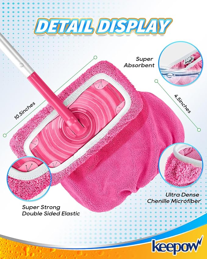 KEEPOW 4 Pack Reusable Mop Pads Compatible - Image 6