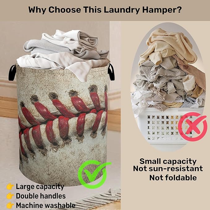 Baseball Laundry Basket with Handles - Image 3
