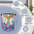 Fish Scales Laundry Basket, Mermaids Seashell Foldable Oxford Cloth Tote Bag - Image 2