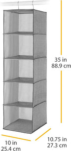 Whitmor Hanging Accessory Shelves 5 Open Sweater Shelves Crosshatch Gray - Image 3