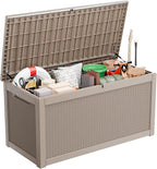 320 Gallon Waterproof Outdoor Storage Box,Large Resin Deck Box,Lockable Outside Storage Box Container for Patio Furniure,Garden,Tools (320 Gallon,Grey) by MAIUSCOLI