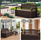 Flamaker 80 Gallon Storage Bench Outdoor Indoor, Durable All-Weather Seating with Hidden Storage, Lockable Deck Box for Garden, Patio, Poolside (Brown) - Image 4