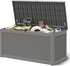 Outdoor Storage Box, Resin Deck Boxes Indoor and outdoor, Waterproof Storage Box Lockable Lid Grey,320 Gallon by NBYSGO