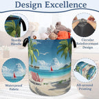Tropical Beach Laundry Basket, Foldable Waterproof Oxford Cloth Tote Bag Hawaii - Image 4