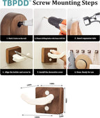 3 Pack White Wall Coat Hook Rack, Modern Coat Hooks Black Walnut Wood Black - Image 7