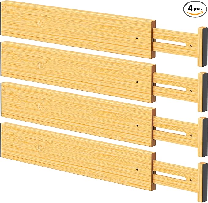 Bamboo Drawer Dividers, Adjustable Kitchen Drawer Organizer by BAMBUROBA