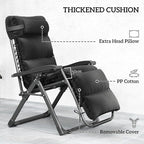 Outsunny Zero Gravity Chairs Set of 2, Reclining Folding Zero Gravity Lounge Chair, Outdoor Lounge Chairs with Removable Cushion, Headrest, and Cup Phone Holder Tray for Patio, Beach, Black - Image 6