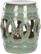 SAFAVIEH Home Collection Double Coin Antique Blue-Green Ceramic Indoor/ Outdoor Decorative Garden Stool (Fully Assembled) - Image 6