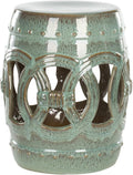 SAFAVIEH Home Collection Double Coin Antique Blue-Green Ceramic Indoor/ Outdoor Decorative Garden Stool (Fully Assembled) by SAFAVIEH