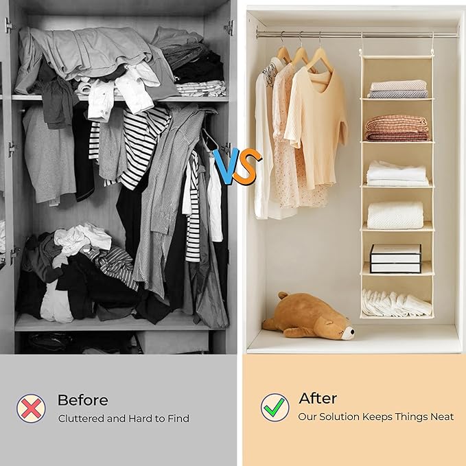 MAX Houser 6 Tier Shelf Hanging Closet Organizer, Closet Hanging Shelf - Image 8
