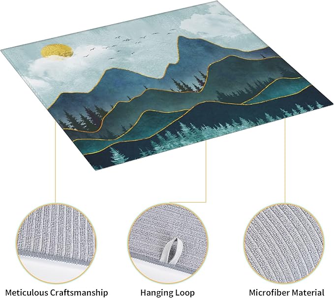 Mountain Peaks Nature Landscape Kitchen Drying Mat Modern Decorative Microfiber - Image 5