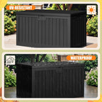 Devoko 240 Gallon Double-Wall Deck Box with Divider, Side Handles, Resin Outdoor Large Storage Box Waterproof and Lockable for Patio Furniture, Garden, Pool (Black) - Image 4