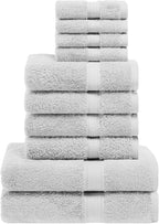 Superior Egyptian Cotton Solid Towel Set, Washcloths 13” x 13”, Hand Towels 20” by SUPERIOR